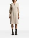 Peserico V-neck Three-quarter Sleeve Dress In Neutral