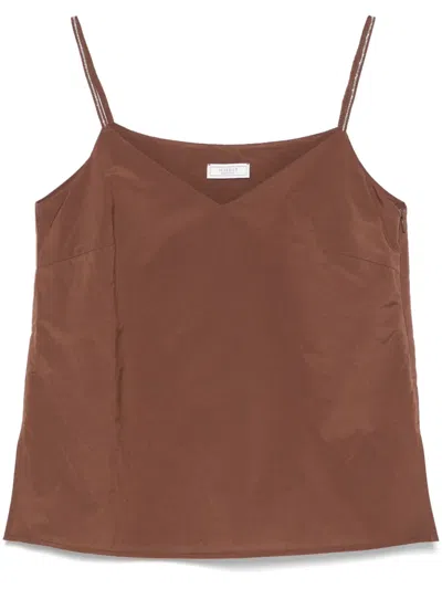 Peserico V-neck Top In Brown