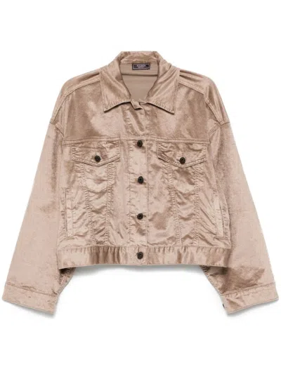 Peserico Velour Jacket In Brown