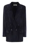 Peserico Double-breasted Velvet Blazer With Classic Lapels