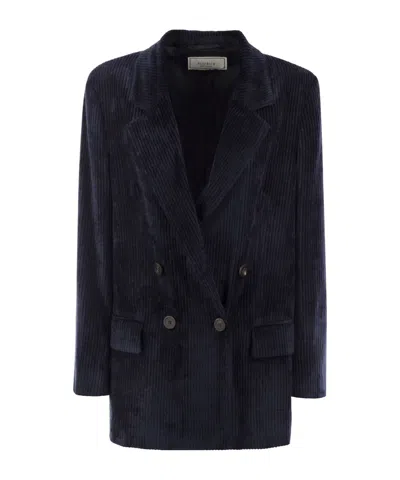 PESERICO VELVET DOUBLE-BREASTED SUIT JACKET