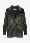 Peserico Ribbed Texture Jacket Front Pockets In Green