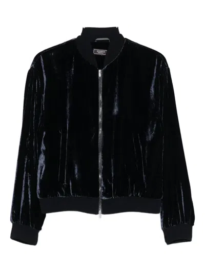 Peserico Velvet Zip-front Jacket In Black