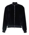 Peserico Washed Viscose Velvet Bomber Sweatshirt In Black