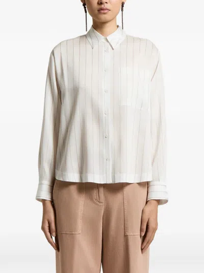 Peserico Vertical-stripe Chest-pocket Shirt In Neutral