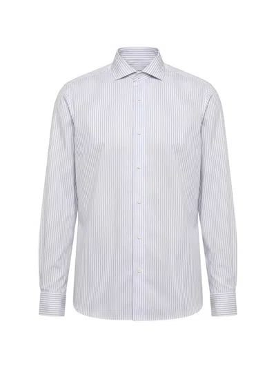 Peserico Vertical-stripe Shirt In Blue