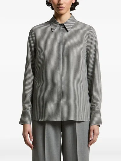 Peserico Vertical-stripe Shirt In Gray