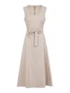 Peserico Sleeveless Maxi Dress With Fitted Bodice In Neutral