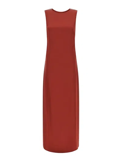 Peserico Vestido Largo - Rojo In Animal Print