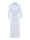 Peserico Chemisier Linen Midi Shirt Dress In Blue