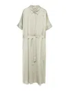 Peserico Satin Midi Dress In Light Green