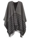 Peserico Virgin Wool And Cashmere Cape In Gray