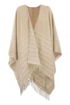 Peserico Virgin Wool And Cashmere Capea In Neutral