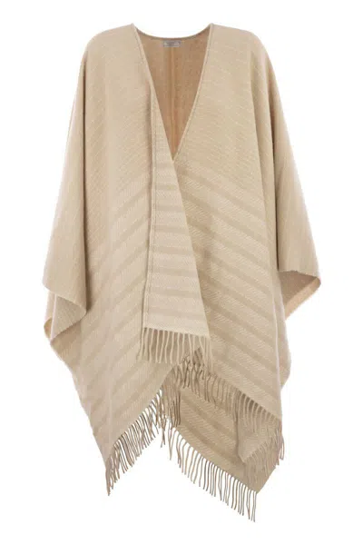 Peserico Virgin Wool And Cashmere Capea In Neutral