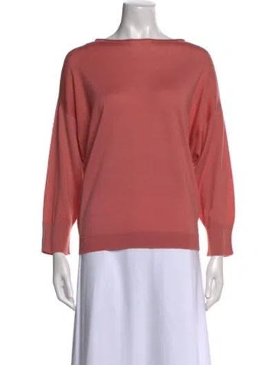 Pre-owned Peserico Virgin Wool Bateau Neckline Sweater In Pink