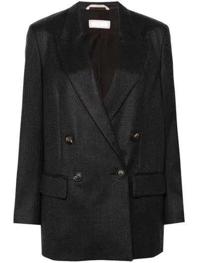 Peserico Virgin Wool Blazer In Grey