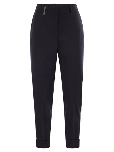 PESERICO VIRGIN WOOL BLEND TROUSERS WITH JEWELLERY
