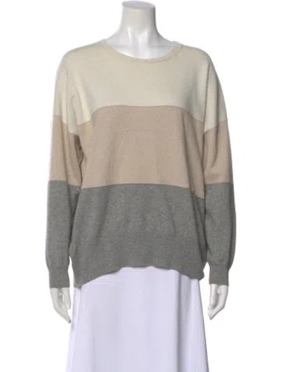 Pre-owned Peserico Virgin Wool Colorblock Pattern Sweater In Neutral