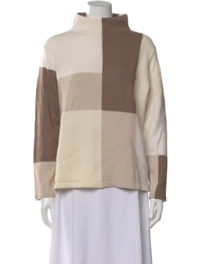 Pre-owned Peserico Virgin Wool Colorblock Pattern Sweater In Neutral
