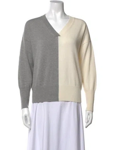 Pre-owned Peserico Virgin Wool Colorblock Pattern Top In Grey