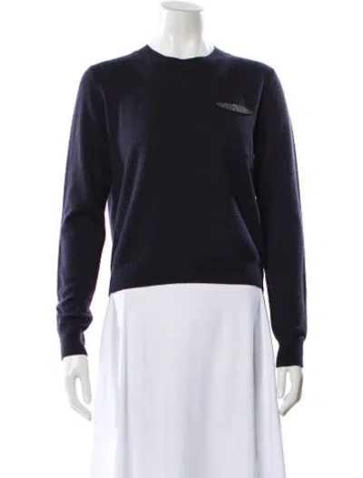 Pre-owned Peserico Virgin Wool Crew Neck Sweater In Blue