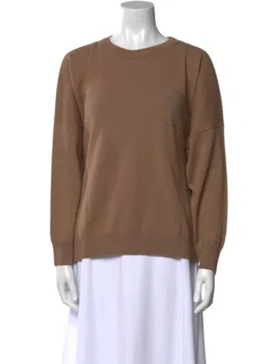 Pre-owned Peserico Virgin Wool Crew Neck Sweater In Brown