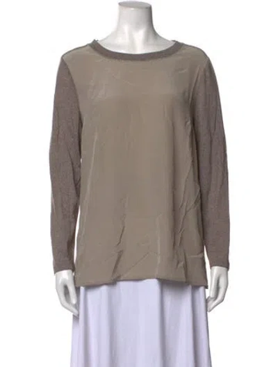 Pre-owned Peserico Virgin Wool Crew Neck Top In Neutrals