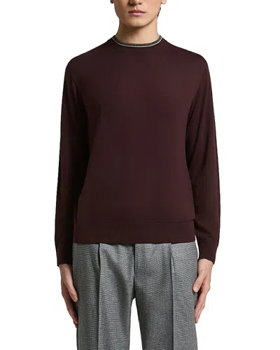 Peserico Virgin Wool Crewneck Sweater In Brown