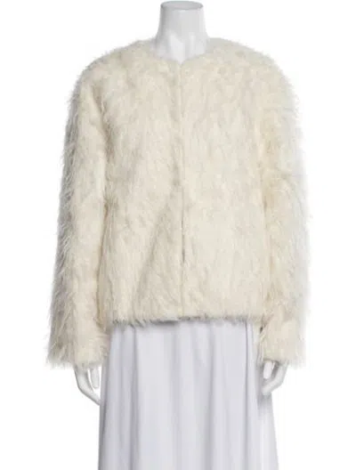 Pre-owned Peserico Virgin Wool Faux Fur Jacket In Neutrals