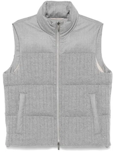 Peserico Virgin-wool Gilet In Gray