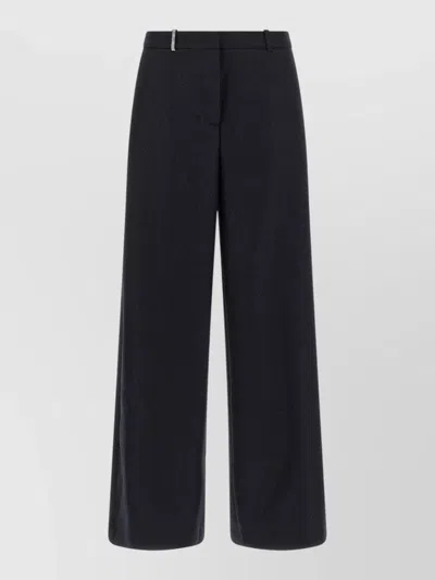 Peserico Virgin Wool High-rise Wide-leg Suit Trousers In Black