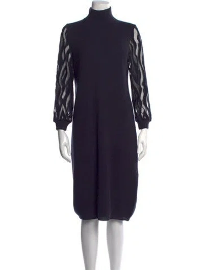 Pre-owned Peserico Virgin Wool Knee-length Dress In Blue