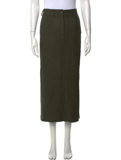 Pre-owned Peserico Virgin Wool Long Skirt In Green