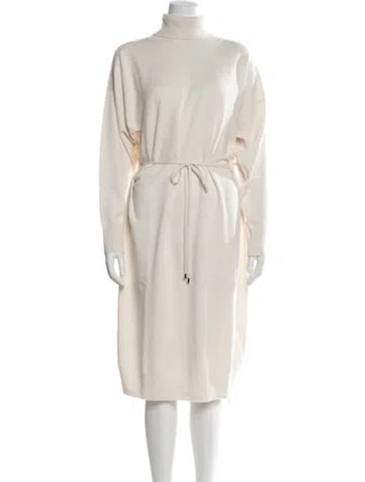 Pre-owned Peserico Virgin Wool Midi Length Dress W/ Tags In Neutrals