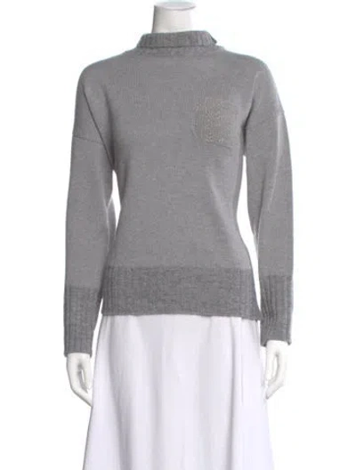 Pre-owned Peserico Virgin Wool Mock Neck Sweater In Gray