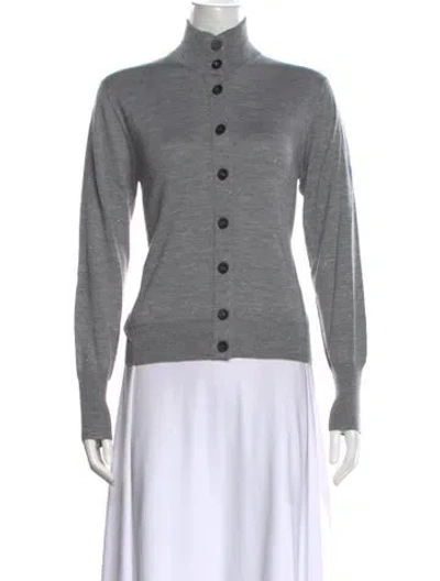 Pre-owned Peserico Virgin Wool Mock Neck Sweater In Grey