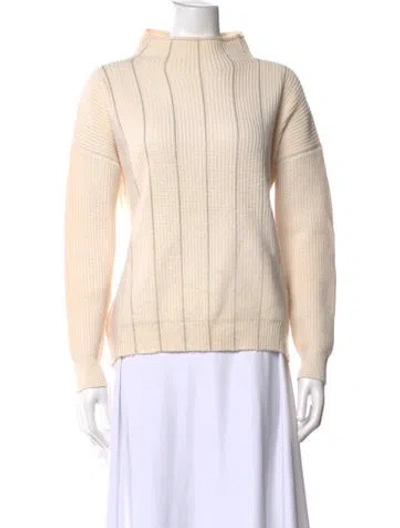 Pre-owned Peserico Virgin Wool Mock Neck Sweater In Neutral