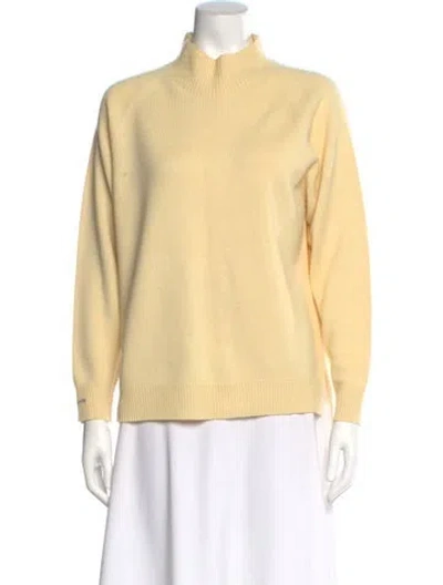 Pre-owned Peserico Virgin Wool Mock Neck Sweater In Yellow