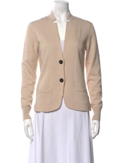 Pre-owned Peserico Virgin Wool Open Front Sweater In Neutrals