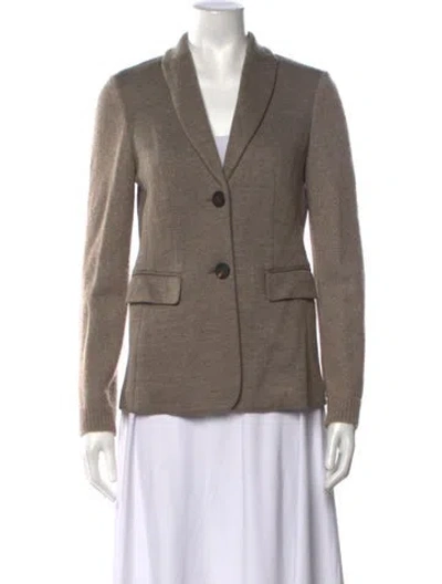 Pre-owned Peserico Virgin Wool Open Front Sweater In Neutrals