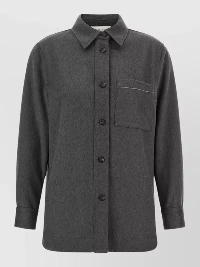 Peserico Virgin Wool Overshirt In Gray