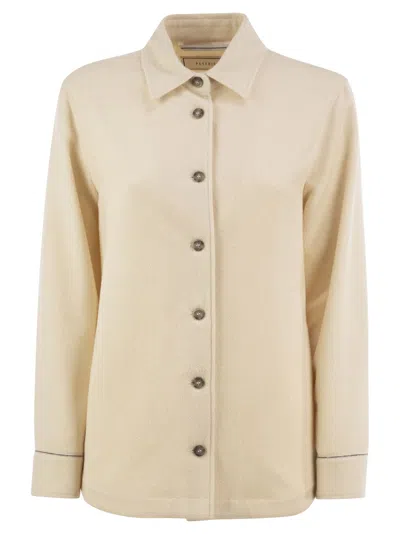 Peserico Virgin Wool Overshirt With Cashmere And Metallic Yarn In Neutral