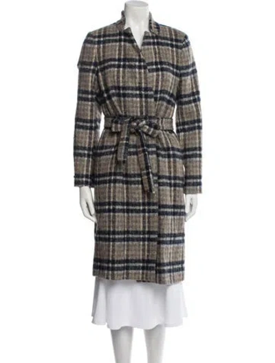 Pre-owned Peserico Virgin Wool Plaid Print Coat In Multi