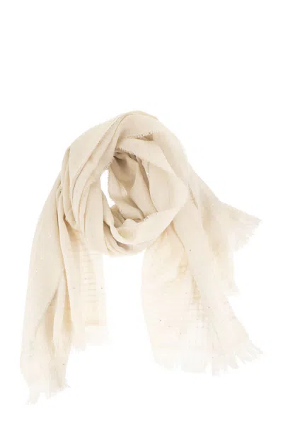 Peserico Sequin-embellished Striped Scarf In Neutral