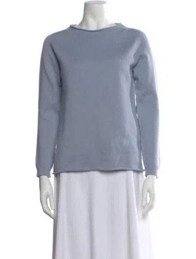 Pre-owned Peserico Virgin Wool Scoop Neck Sweater In Blue