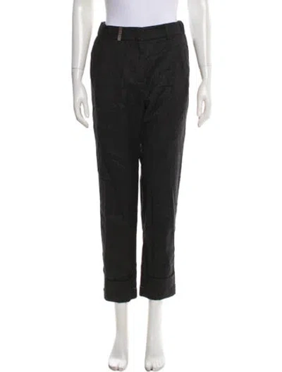 Pre-owned Peserico Virgin Wool Straight Leg Pants In Black