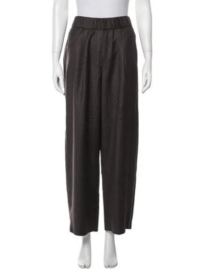 Pre-owned Peserico Virgin Wool Straight Leg Pants In Brown