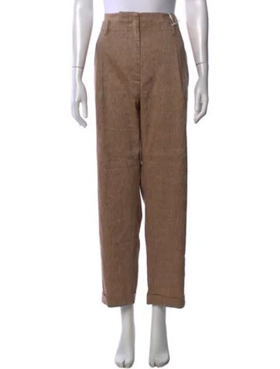 Pre-owned Peserico Virgin Wool Straight Leg Pants In Brown