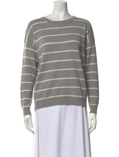 Pre-owned Peserico Virgin Wool Striped Sweater In Gray