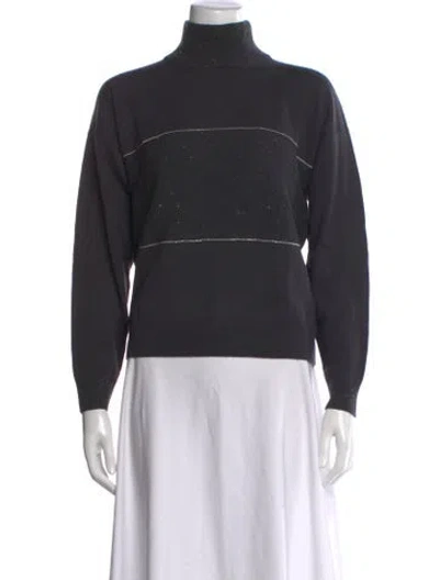Pre-owned Peserico Virgin Wool Striped Sweater In Grey